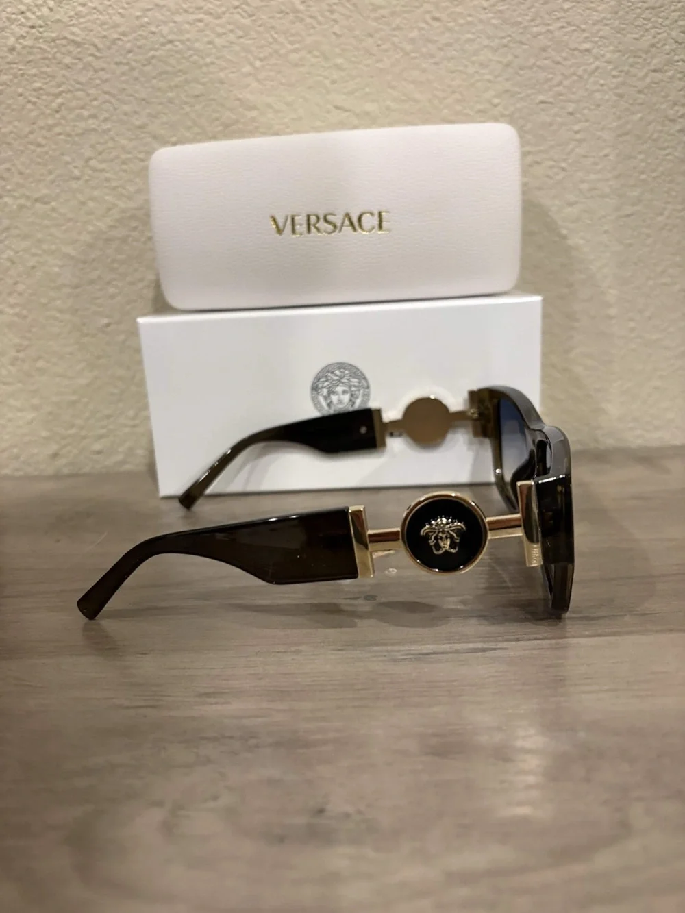 Versace Brown and Gold Medallion Men’s Sunglasses